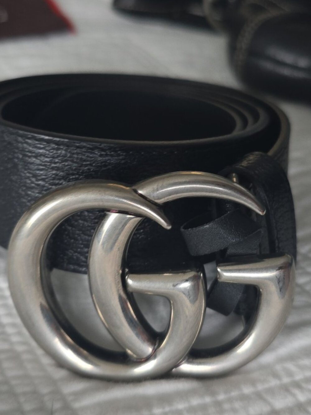 Gucci Black Leather Double G Belt – Never Worn